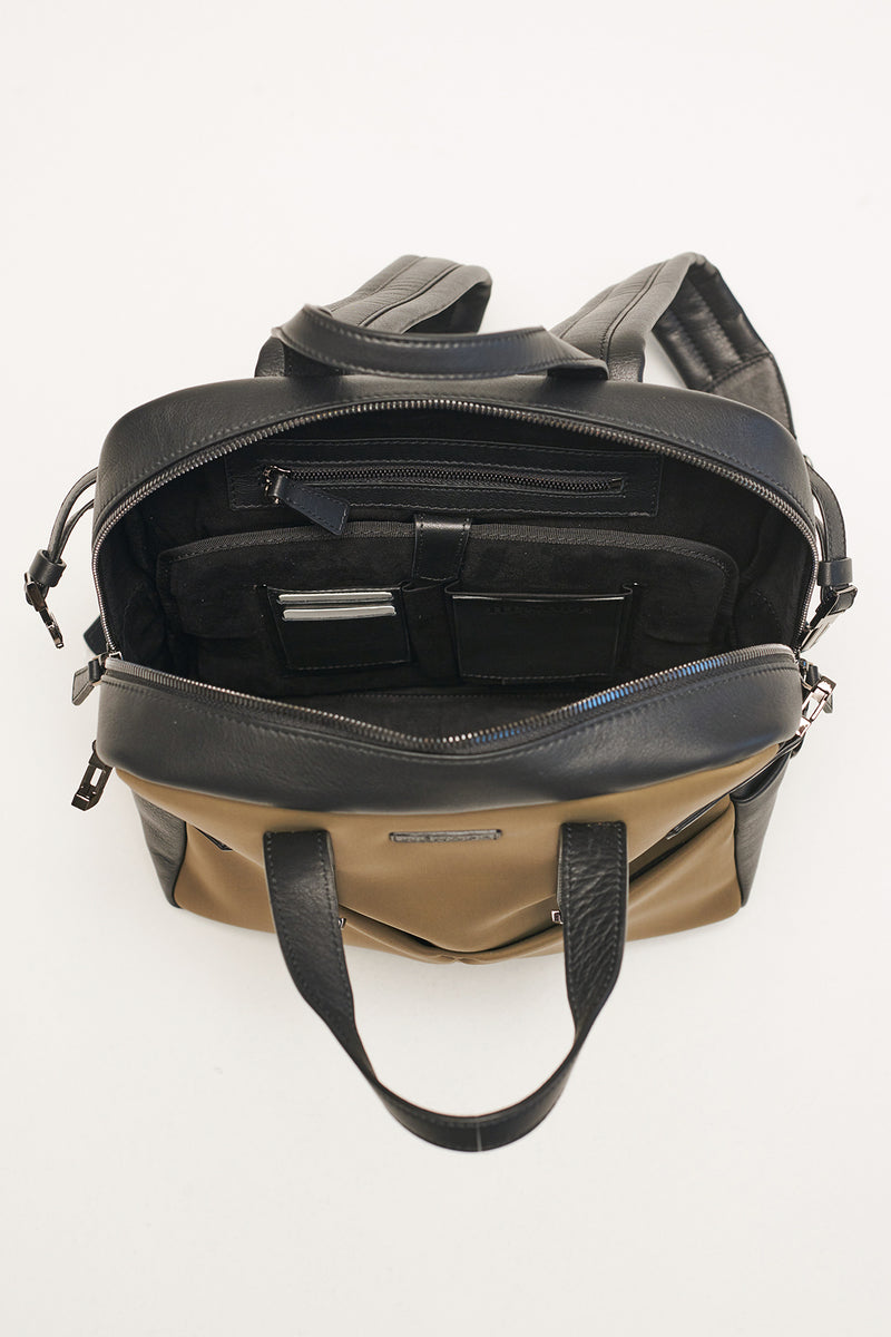 bulldozer leather backpack Backpack/Bag Bulldozer Medium Black/Military Green – Hènope.com