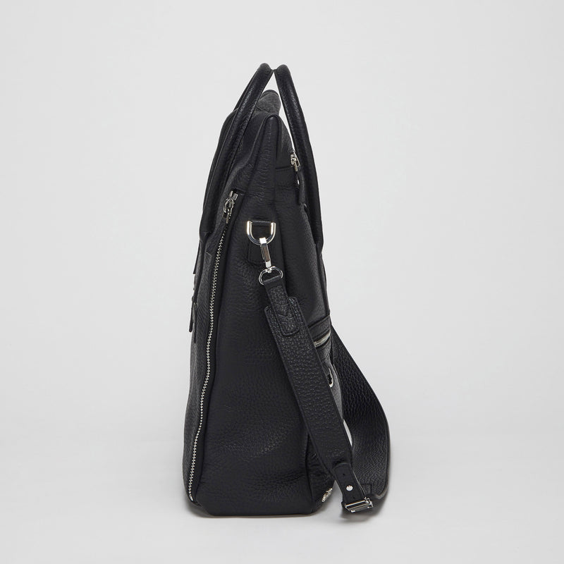 Vera Pelle Crossbody Purse Black Leather Italy Snap Closure Adjustable Strap
